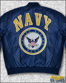 Leather Navy Logo Jacket
