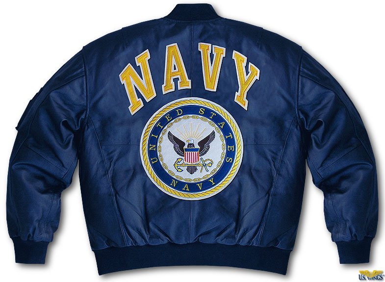 Leather US Navy Logo Jacket, Detail