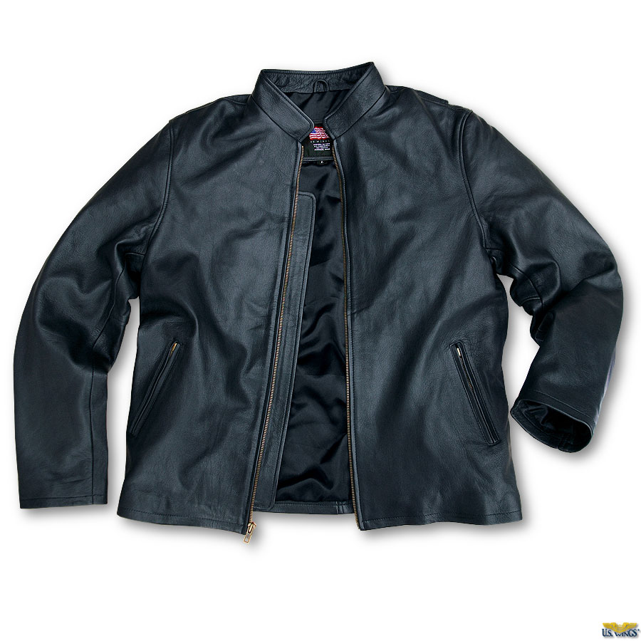 US Wings Black Leather Adventure Jacket