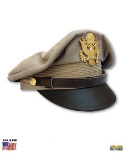 U.S WWII Officer Visor Crush Cap OD Green Size 7 3/4