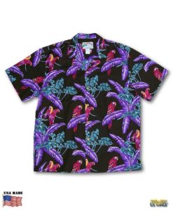 Black Jungle Bird Aloha Shirt