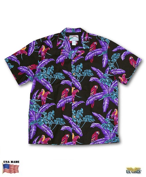 Black Jungle Bird Aloha Shirt
