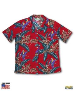 Red Jungle Bird Aloha Shirt