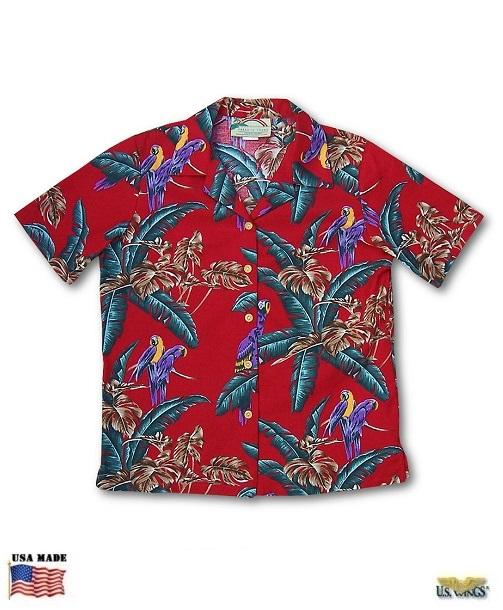 Red Jungle Bird Aloha Shirt
