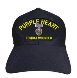 100/% COTTON GREEN CAMO CAMOUFLAGE PURPLE HEART COMBAT VETERAN RIBBON CAP HAT