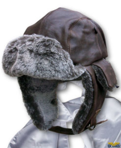 Vintage Leather Aviator Trapper Cap Combo