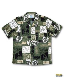 Tropical Woodblock Aloha Shirt