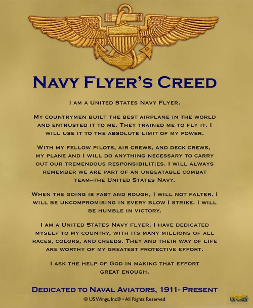 Navy Flyers Creed Wings of Gold Lining