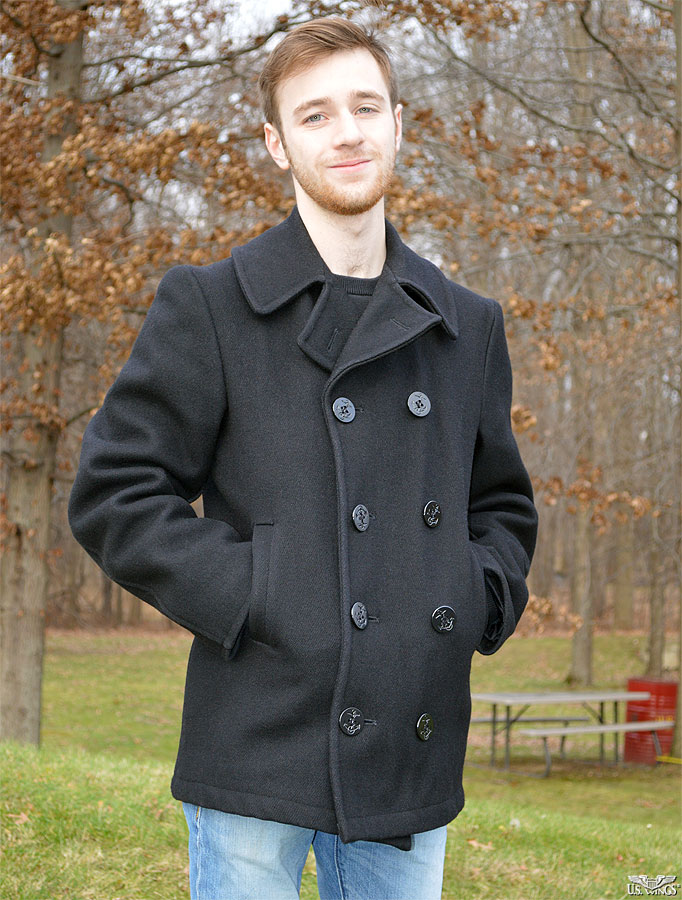 Men's Wool-Cashmere Milford Navy Pea Coat