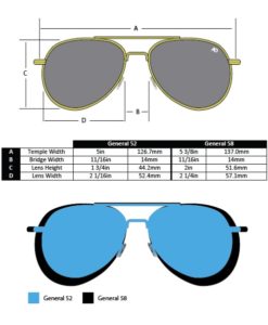 Aviator Sunglasses Size Chart