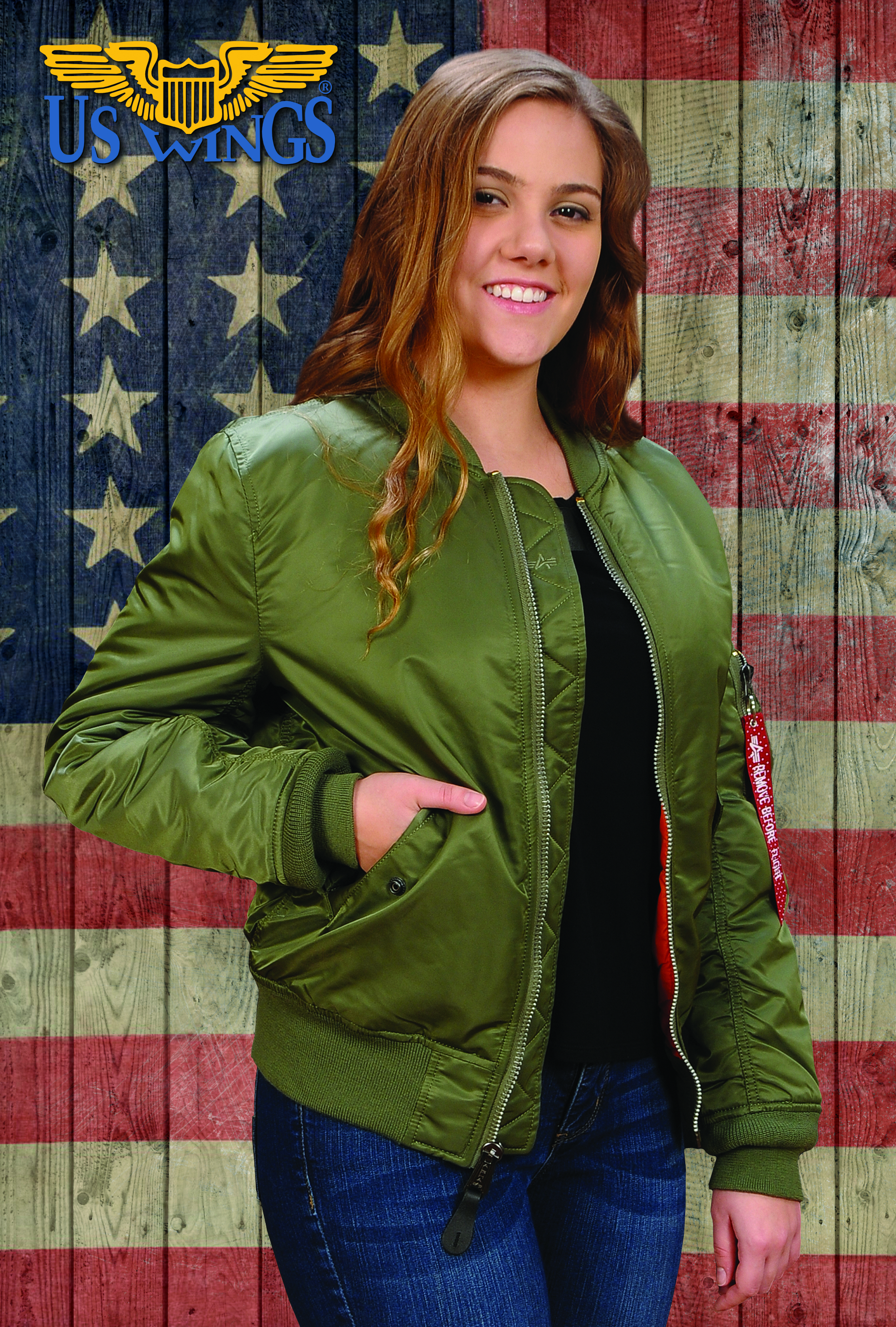 Women's MA-1 Flight Jacket (Green) - US Wings