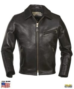 Schott® Men's Classic Horsehide Black Leather Racer Motorcycle Jacket