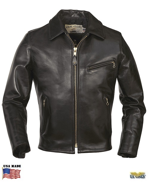 Schott® Men's Classic Horsehide Black Leather Racer Motorcycle Jacket