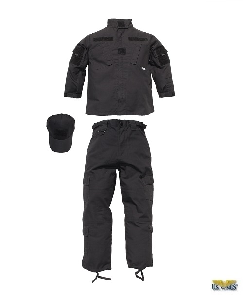 Kids Black Tactical Uniform Set
