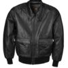 Alpha Black Goatskin Modern A-2 Leather Jacket