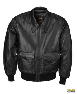 Alpha Black Goatskin Modern A-2 Leather Jacket