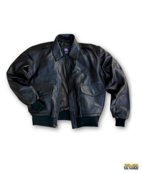 Black Leather Flight Jacket Modern A-2