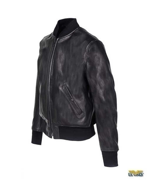schott lightweight pebbled cowhide leather ma-1 jacket side