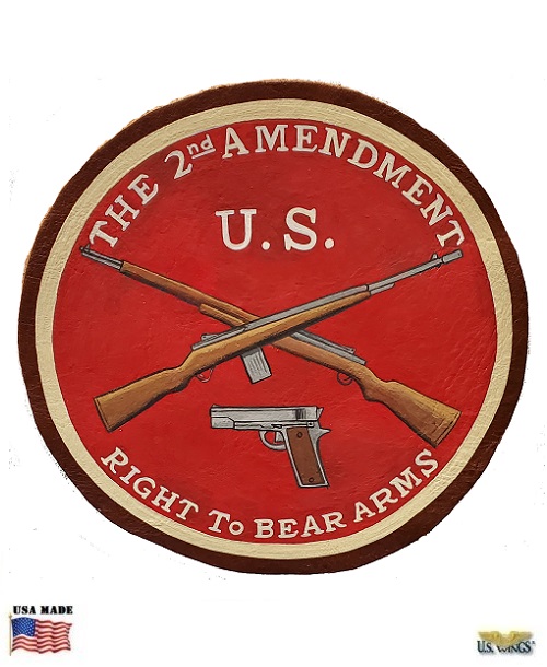 us wings second amendment hand painted leather patch