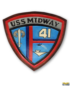 uss midway hand painted leather patch