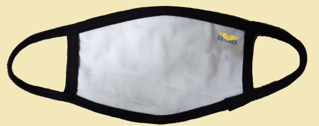 cloth us made us wings washable face mask white with black trim