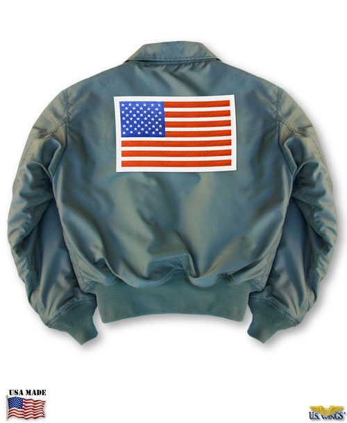 ma-1 with us flag leather chit on back