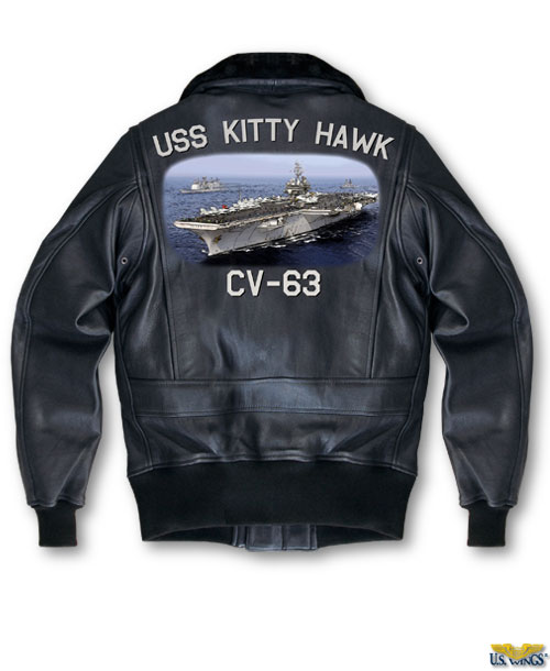 G-1 with the uss kitty hawk hand painted on back