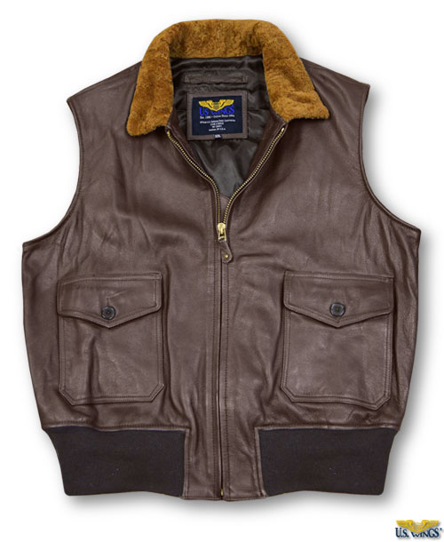 Barnstormer Leather Vest with Removeable Collar - US Wings