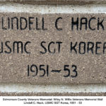 Edmonson County Veterans Memorial: Wiley N. Willis Veterans Memorial Wall Lindell C. Hack, USMC SGT Korea, 1951 - 53