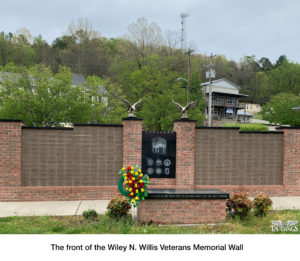 the front of the Wiley N. Willis Veterans Memorial Wall