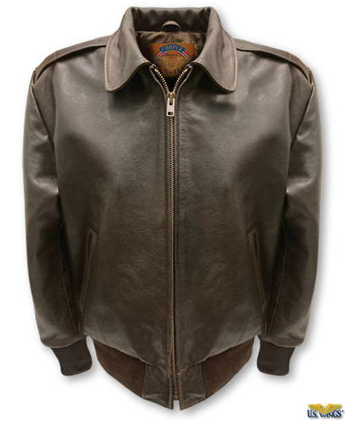 Cooper Original™ Fonzie-style Antique Bison Leather Jacket - US Wings
