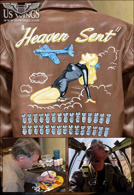 Hand painted jacket example and two photos of Jim Harley