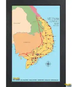 FRAMED VIETNAM COMFLICT MAP