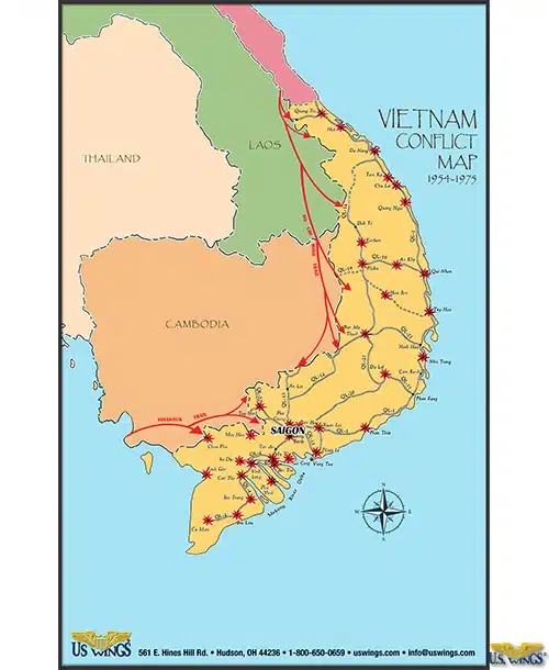 FRAMED VIETNAM COMFLICT MAP